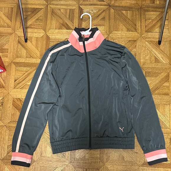 Vintage Puma Gray and Pink Track Jacket - Picture 1 of 4
